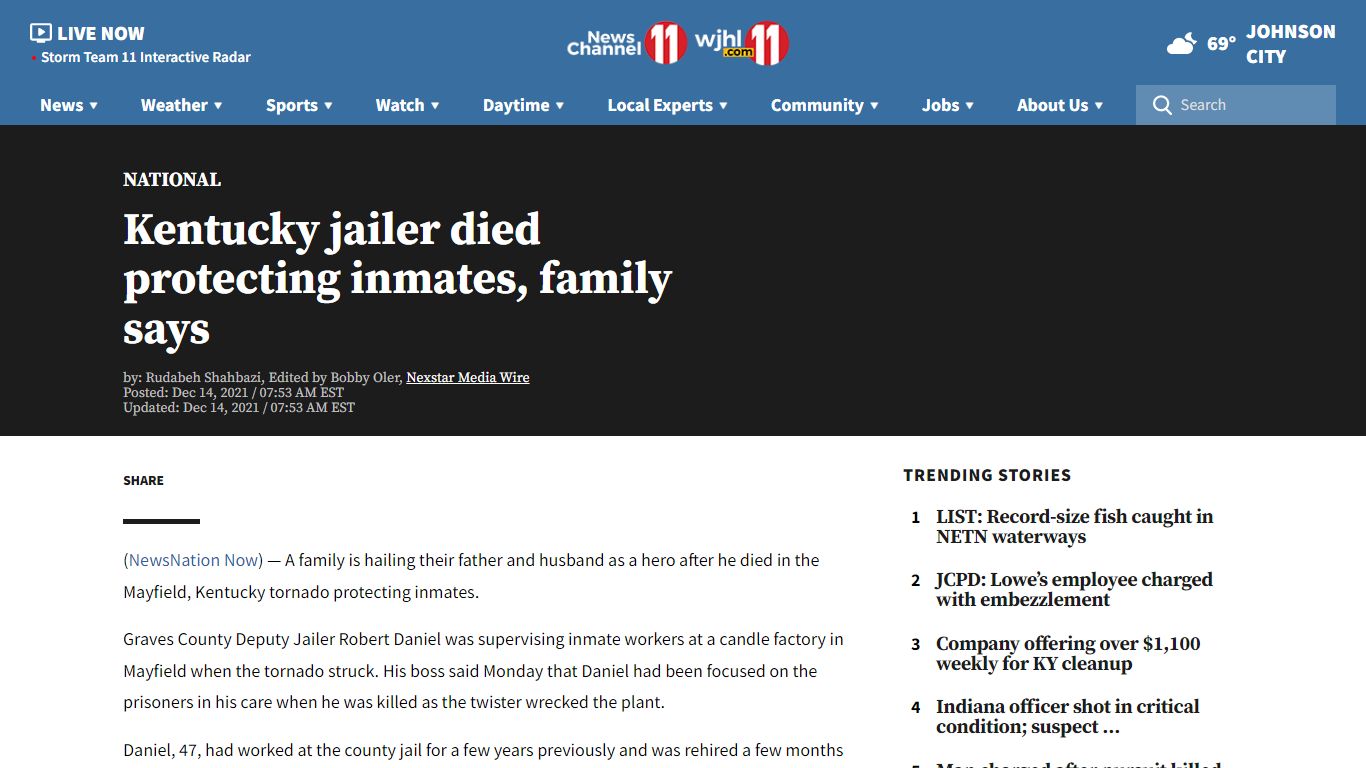 Kentucky jailer died protecting inmates, family says ...